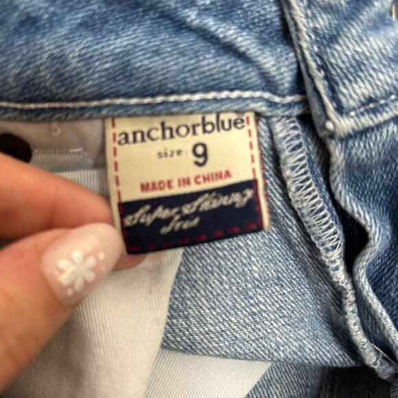 Vintage Anchor Blue Low Rise Distressed Jeans Size 9 Ankle Straight Leg Denim - Picture 6 of 7